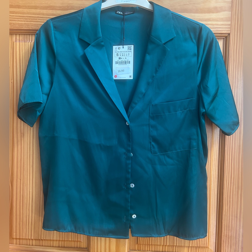 Nwt Zara Silky Button Down Shirt